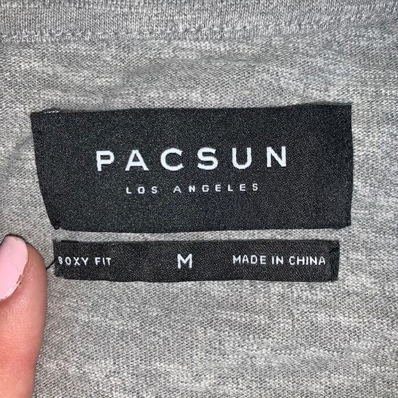 PacSun Men's Gray Basic Layered Long Sleeve Layering Boxy Fit Shirt Medium - Picture 5 of 9